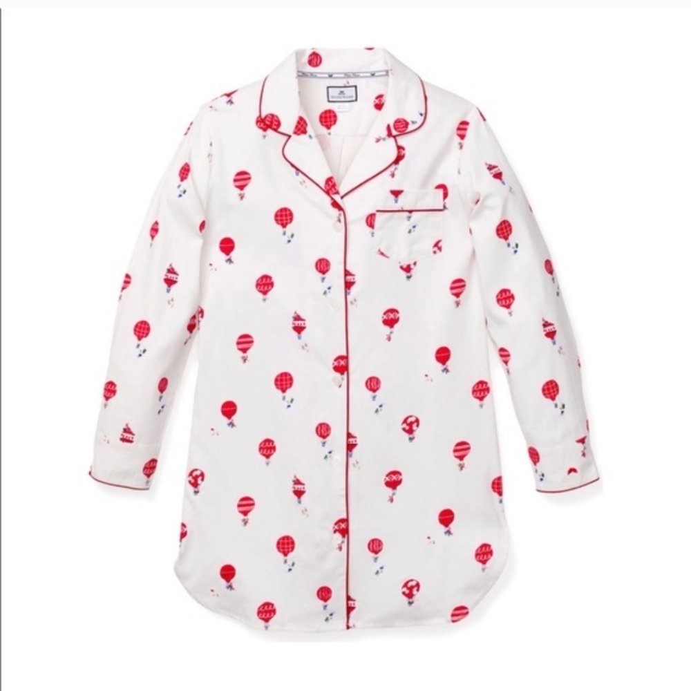 Women's White and Red Balloon Print Pajama Shirt